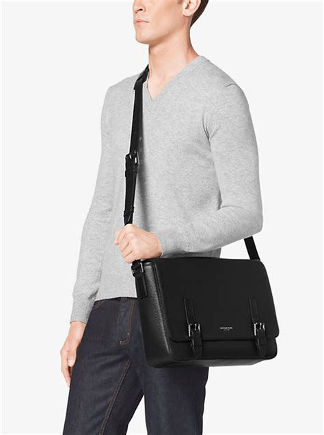 michael kors mens bryant large leather messenger|Bryant Leather Messenger Bag .